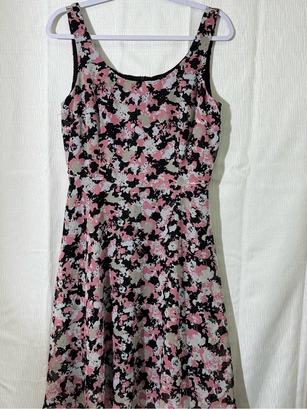 Liz Claiborne Pink, Black & Cream Floral Midi Dress